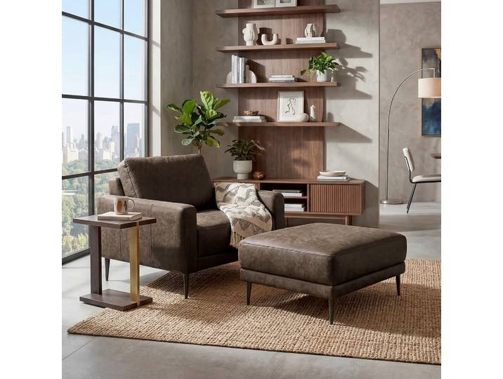 Livetastic Sessel Spring, Dunkelbraun, Metall, Echtleder, Rindleder, Wohnzimmer, Sessel, Sonstige Sessel