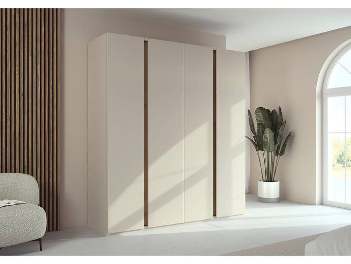 Drehtürenschrank Luana 201cm ohne Beleuchtung Beige/Kaschmir/Eiche Dekor Classic