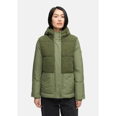 Winterjacke MARIKOO "Sheeta", Damen, Gr. S, grün (olive leaf), Obermaterial: 100% Polyester. Futter: 100% Polyester. Wattierung: 100% Polyester. Ärmelfutter: 100% Polyester, Jacken Winterjacke, Kombination aus Teddyfleece und glattem Material