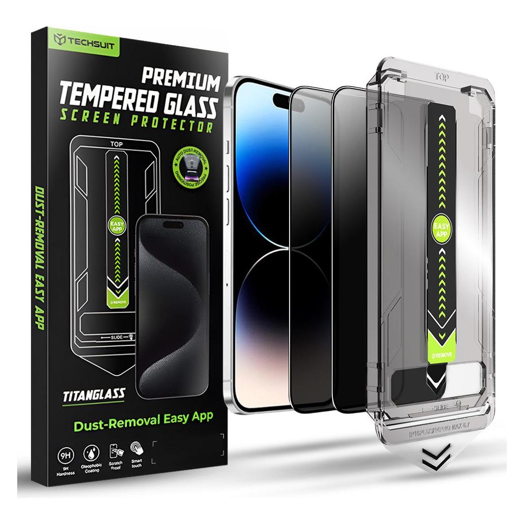 Techsuit - TitanGlass FullCover (2 pack) - iPhone 14 Pro - Privacy (2 Stk., Apple iPhone 14 Pro) (58823620)
