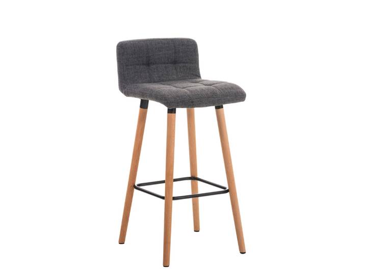 TPFLiving Barhocker London Gestell Holz Natura Stoff - Hellgrau