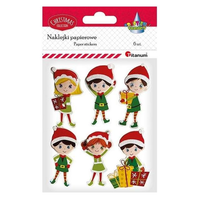 Titanum Papieraufkleber Weihnachtsmann-Elfen 6 Stk (6 Sticker) (49020468)