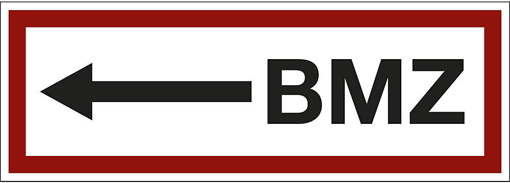 kaiserkraft Brandschutzkennzeichen für die Feuerwehr, BMZ, Pfeil nach links, VE 10 Stk, Folie, LxH 297 x 105 mm