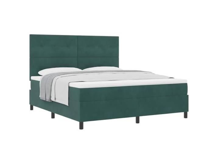 KKgypkn Boxspringbett mit Matratze 180x200 cm, Holzwerkstoff und massivem Kiefernholz, dunkelgrün, Samtbezug, verstellbares Kopfteil, Taschenfederkern
