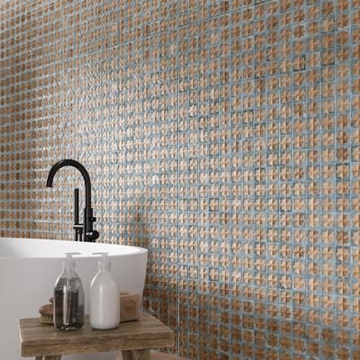 "Merola Tile Tetuan Astre Terra Aqua 12-1/8"" x 21-7/8"" Porcelain Wall Tile"