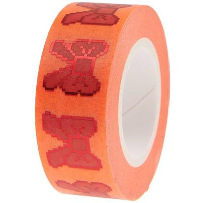 Tape Bows, Pixels, Neon Red,, 1,5 cm x 10 m
