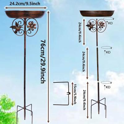 Uplifted Goods Freestanding Metal Bird Bath And Feeder For Outdoor Decor n