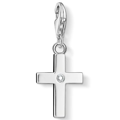 Charm-Einhänger THOMAS SABO "Kreuz", bunt (silberfarben, weiß, weiß), Charms, Damen, Silber 925 (recycelt), mit Zirkonia (synth.)