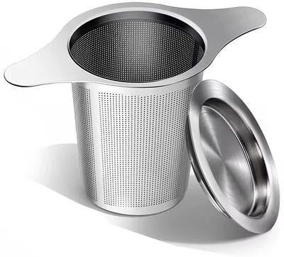 Inspired Living Elegant Stainless Steel Loose Leaf Tea Infuser Large Mesh Basket With Double Handles & Lid with Lid