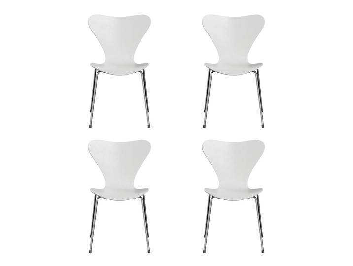 Fritz Hansen - Serie 7 Stuhl, Chrom / Esche weiss gefärbt (4er-Set)