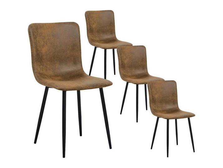 Esszimmerstühle 4er-Set Wildleder Braun mit schwarzen Metallbeinen, Leder, 40x85x40 cm, Esszimmer, Stühle
