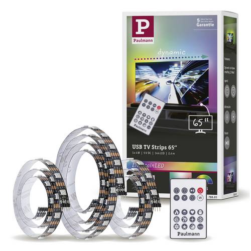 Paulmann TV Strips 65 Zoll 78881 LED-Streifen-Basisset mit USB-Anschluss 5V 2.4m RGB 1 Set