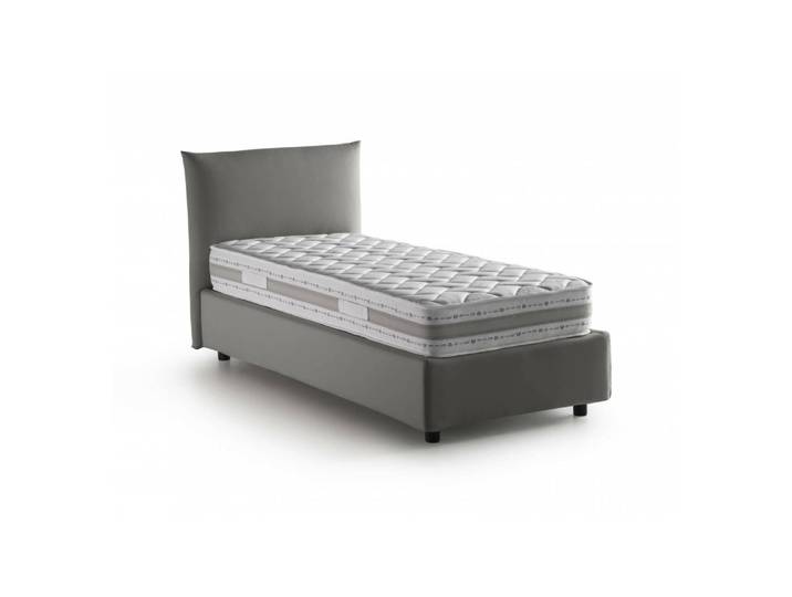 Lit simple en tissu gris 80x190 cm