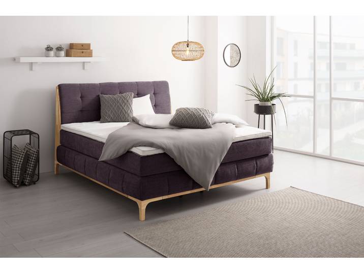 Boxspringbett, 181x216 cm, Polyester, Lila, 7-Zonen-Taschenfederkern, Modern, OTTO Products
