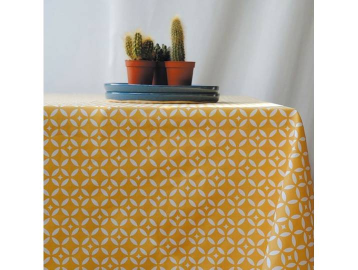 Nappe enduite jaune ronde diam 160 cm
