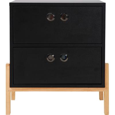 Kommode MÖBILIA "Melia", schwarz (schwarz, natur), B:50cm H:55cm T:35cm, MDF, Massivholz, Sideboards, Kommode, Beine aus massiver Pinie