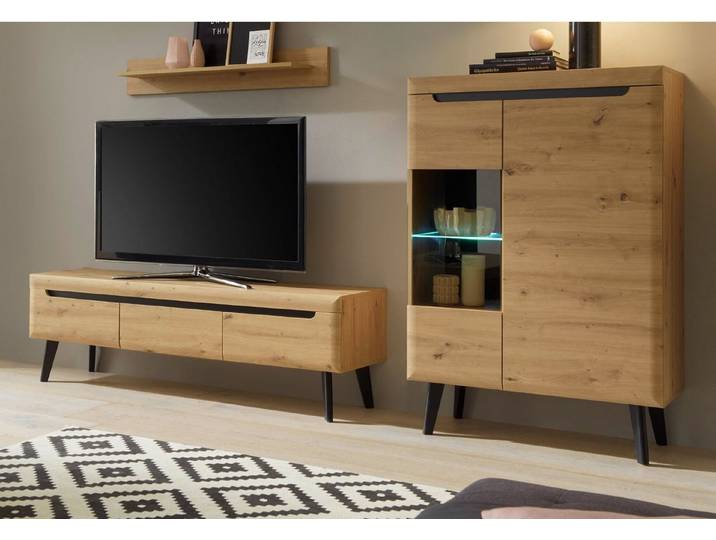 Furn.Design Wohnwand Ronson, (in Artisan Eiche, 3-teilige Wohnkombination, ca. 270 cm), skandinavisches Design