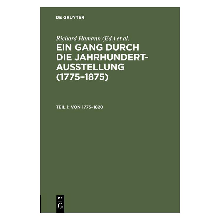 De Gruyter Von 1775-1820 (Deutsch, Hardcover) (67774902)
