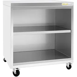 Offener Edelstahl-Unterschrank 600x600 mm auf Rollen PREMIUM - GOLDINOX