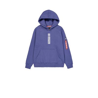 Hoodie ALPHA INDUSTRIES "Alpha Puff Print Hoodie", Herren, Gr. M, lila (night lila), Obermaterial: 80% Baumwolle, 20% Polyester, regular fit, Sweatshirts Hoodie