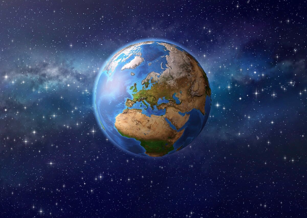 Fototapete PAPERMOON "Planet", bunt, B:4m L:2,6m, Vlies, Tapeten, Fototapete bunt B/L: 4m x 2,6m, Bahnen: 8 Stk.