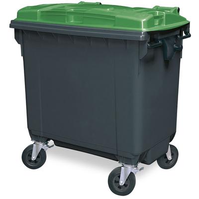 BRB Müllcontainer, 770 Liter, nach EN 840, anthrazit, Deckel grün, BxTxH 1370x775x1365 mm, (PE-HD)