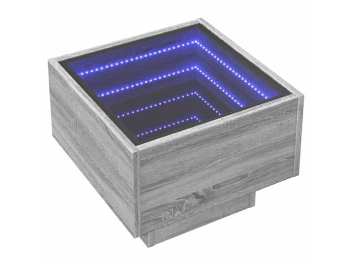 vidaXL Nachttisch, Nachtschrank mit Infinity-LED, Nachtkommode für Schlafzimmer, Nachtkonsole Beistelltisch, Grau Sonoma Holzwerkstoff Glas