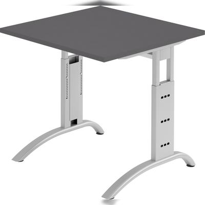 bümö manuell höhenverstellbarer Schreibtisch 80x80 cm in graphit - PC Tisch höhenverstellbar & klein, höhenverstellbarer Tisch Büro, kleiner