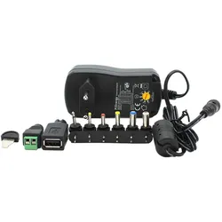 Universal Steckernetzteil, 3-12V DC, 2,25A, 27W mit 6 Steckern + USB & Terminal Adapter