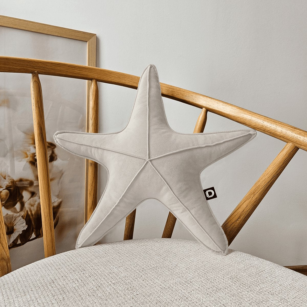 Decordruk VELVET Serie Sierkussen Stervorm Beige 43 cm