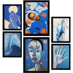 POSTER Set Mit 6 Zusammenfassung Blues In Vielseitiger A3 & A4 Schwarzer Rahmen