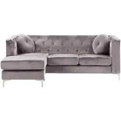 ECKSOFA Samtstoff Grau linksseitig Flen