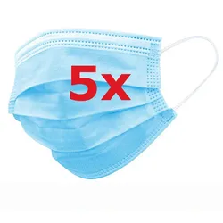 5x Hygienemaske Mund-Nasenmaske 175 x 95mm 3-lag. GB/T32610-2016