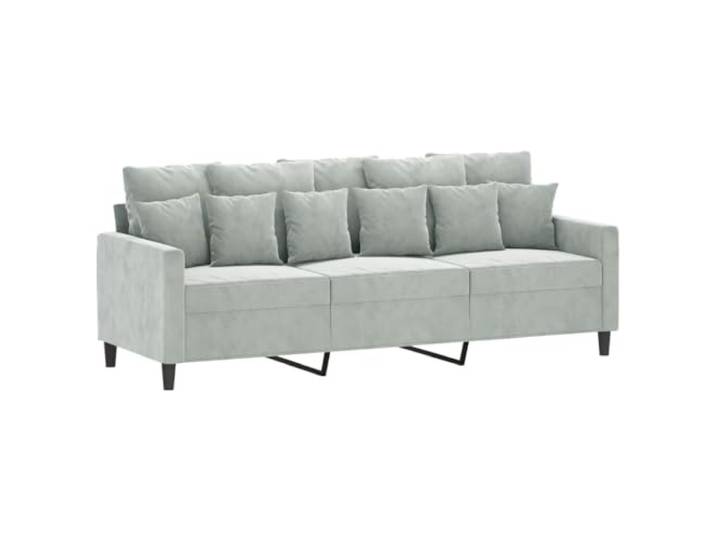 KTHLBRH Sofaset 4-teilig mit Kissen hellgrau Samt Enthält 1 Sofa, 1 2-Sitzer-Sofa, 1 3-Sitzer-Sofa, Fußstützen, 21 Kissen, Metallrahmen