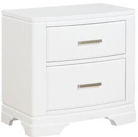 Benjara Hudy 2 Drawer Nightstand, Metal Handles, 26 Inch, White Birch Veneer