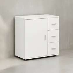 KADIMA DESIGN Badezimmerschrank, zeitloses Design, großer Stauraum, matt weiß, 60x65,5x33 cm.