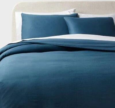 All Categories Goods Threshold Full Queen Washed Cotton Sateen Duvet Cover And Sham Set, Indigo, Soft Cotton Comfort, Zipper Closure Threshold Full Queen Washed Cotton Sateen Duvet Cover And Sham Set, Indigo, Soft Cotton Comfort, Zipper Closure