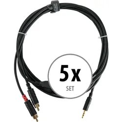 Pronomic Stage J3RC-3m Audiokabel 3,5mm Stereo-Klinke/Cinch 3m schwarz 5x Set