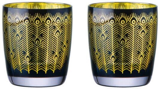 Artland Set of 2 Midnight Peacock DOF Tumblers