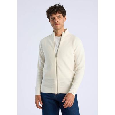 Cardigan LINDBERGH "Cardigan Relaxed Fit", Herren, Gr. 3XL, weiß (sanftes weiß), Obermaterial: 60% Baumwolle, 40% Polyester, Strickjacken
