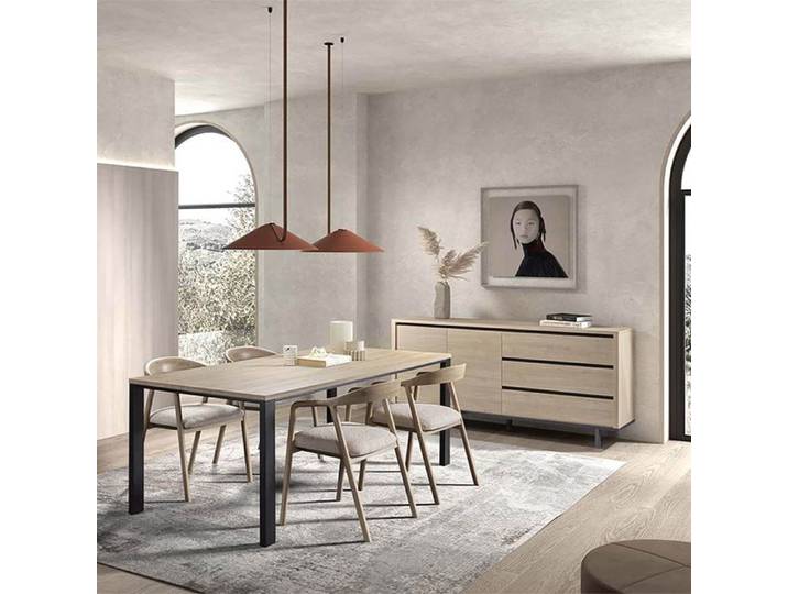 Ensemble séjour table repas 170cm + buffet aspect bois finition Urban Oak - BONNIE