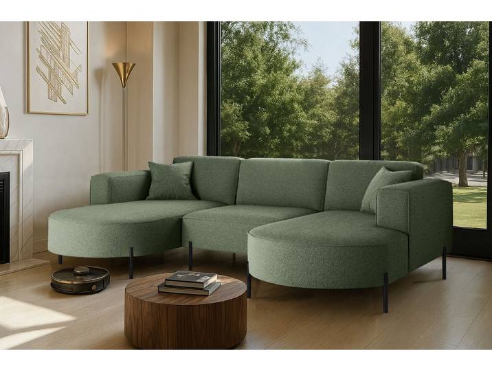 Kaiser Möbel Ecksofa Sofa Designer Modena U Rein stoff Noel, Quelle und Poso, Große Farbauswahl, komfortabel, bequem, praktisch