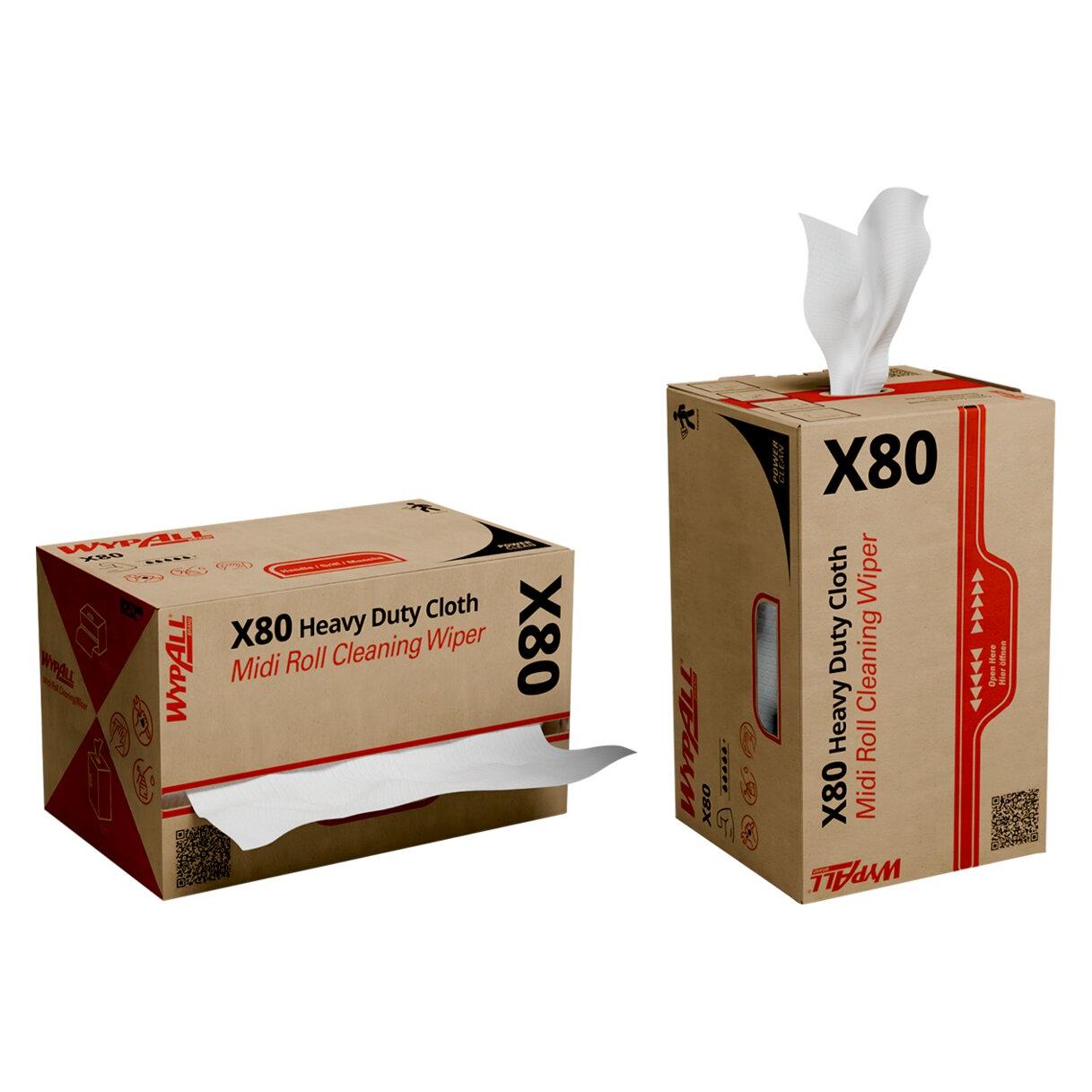 Kimberly-Clark WypAll X80 PowerClean - Midi Roll / Weiss - 1 Box x 180 Sheets (1x) (KC8252)