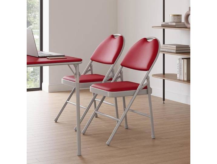 AFF CHAISE-Lot de 2 chaises pliantes chaises rembourrée chaises pliantes en métal structure métallique robuste coussin PU rouge