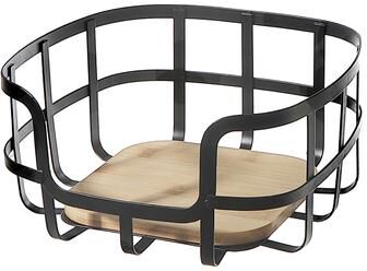 IH Casa Decor Metal Fruit Basket With Bamboo Bottom