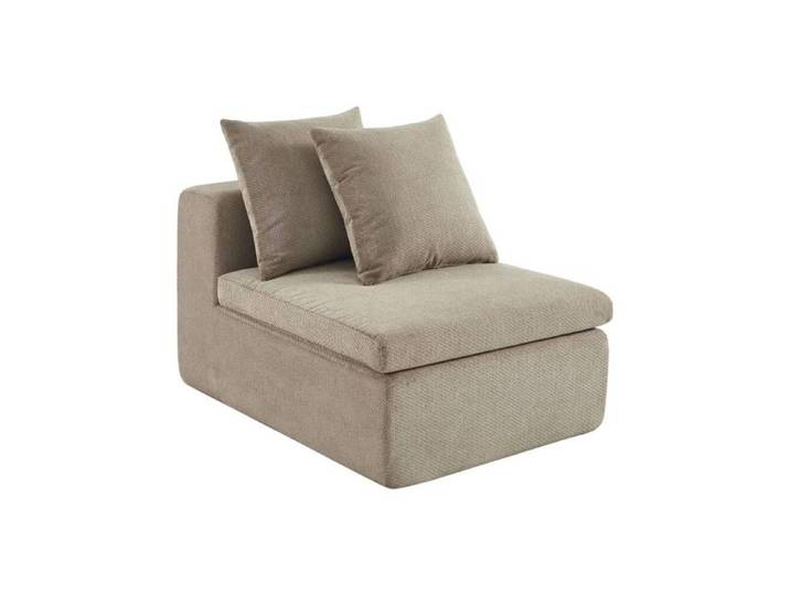 Fauteuil pour canapé modulable tissu chenille 1 place beige foncé - Movi