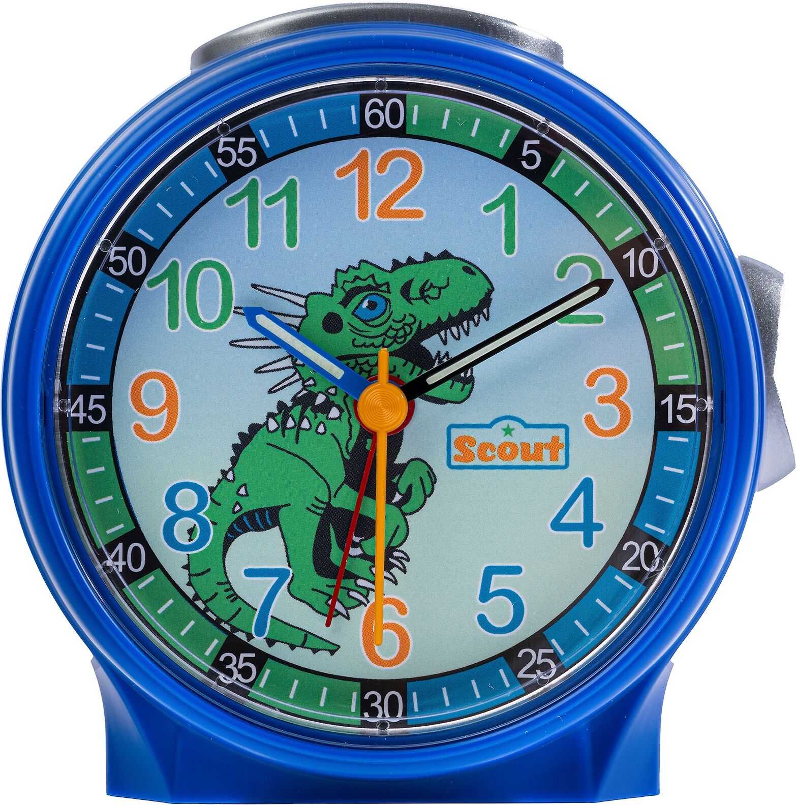 Kinderwecker SCOUT "Friends", blau, Wecker, Kinder, Kinderwecker, Quarzwecker, Lernwecker,Geschenkidee, Kinderzimmer, Schulanfang, Dino
