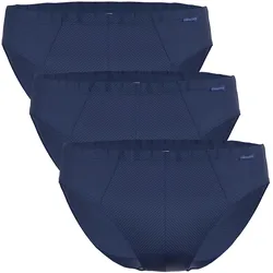 AMMANN Herren Slip 3er Pack - Mini Slip Cotton & More, Ton-in-Ton Streifen, Baumwollmischung Dunkelblau / L