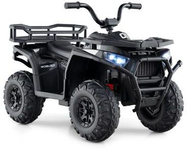 Costway 24V Kids Ride on Electric ATV Quad Car with Realistic Sounds and LED Lights-Black