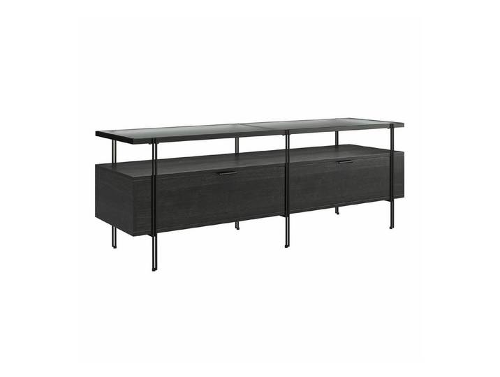 loft24 Lowboard Wainwright, Fernsehschrank mit 2 Schubladen und Glasplatte, Breite 140 cm
